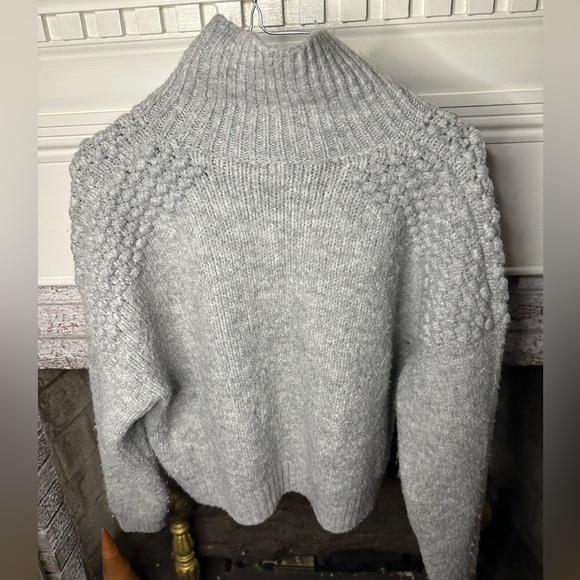 Free People Gray Textured Knit Turtleneck Sweater - Picture 2 of 5